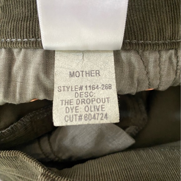 Mother The Dropout Hopscotch Cropped Skinny Corduroy Jean Olive NWT - Picture 6 of 7